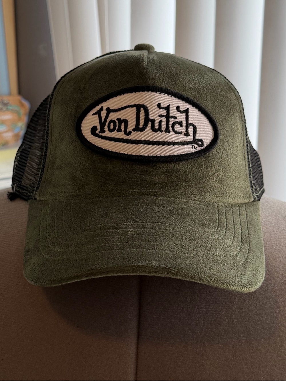 Von Dutch Olive Green Trucker Cap - Men's Casual Mesh Baseball Hat